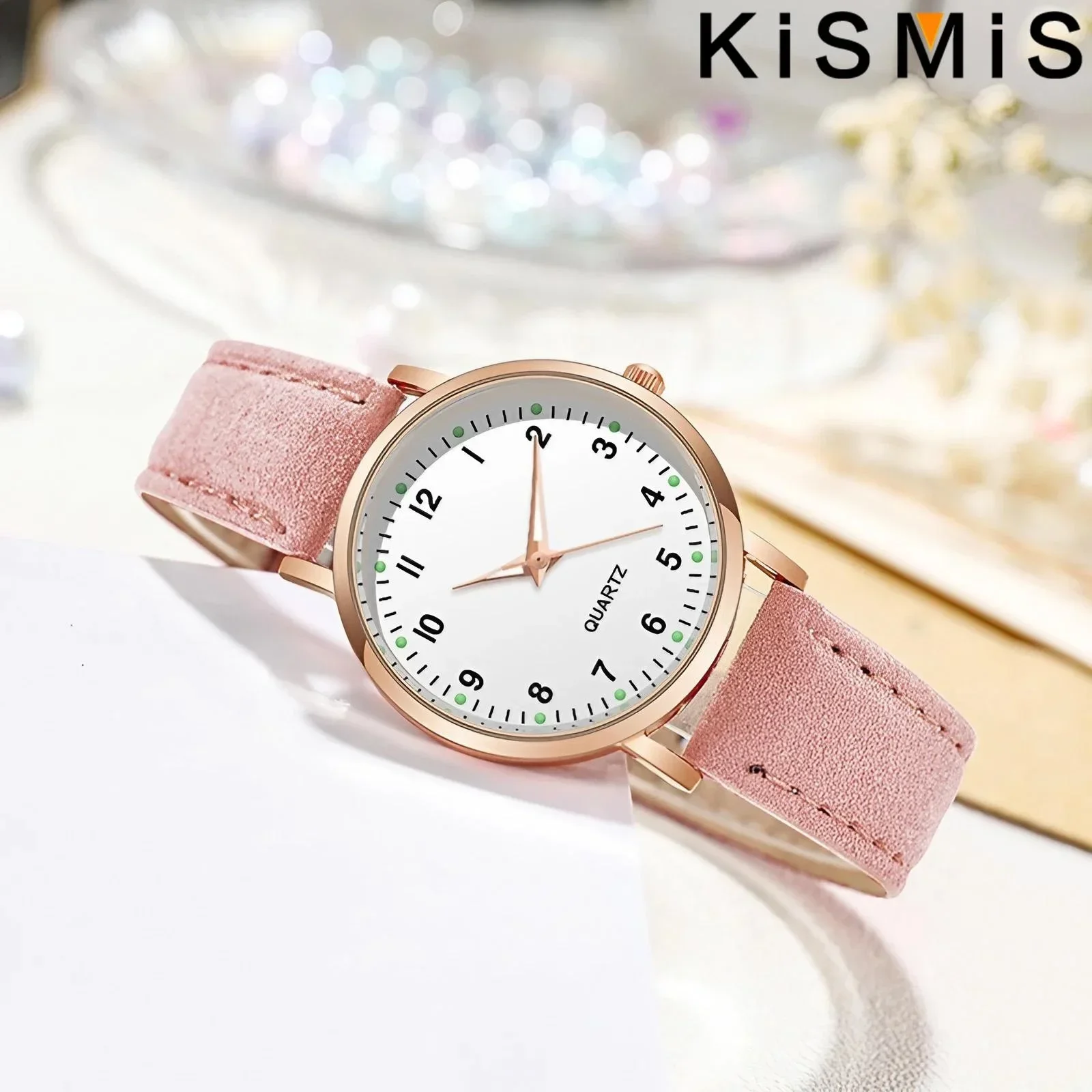Casual Round Quartz Watch Luminous Analog Wristwatch PU 