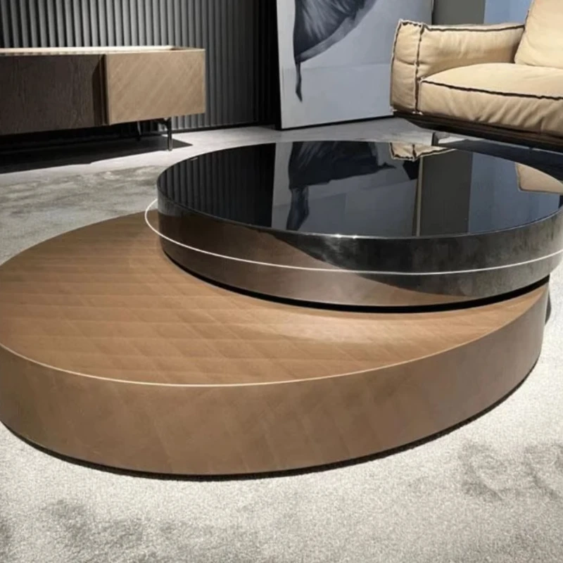 

Creative convertible rotatable stainless steel coffee table simple design