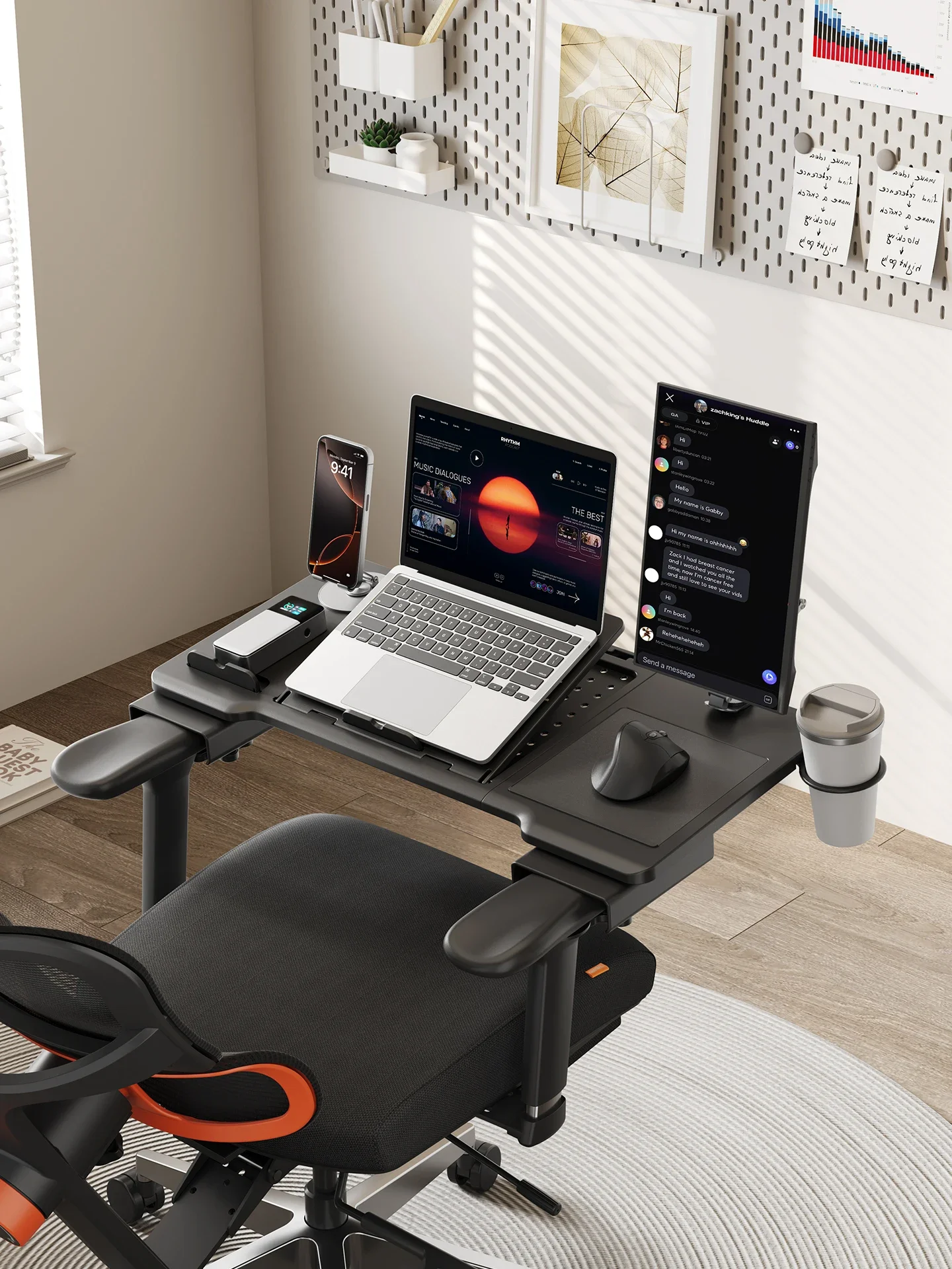 Ergonomic Chair Armrest Desk Attachment Foldable Laptop Table Mobile Office Workstation Accessory