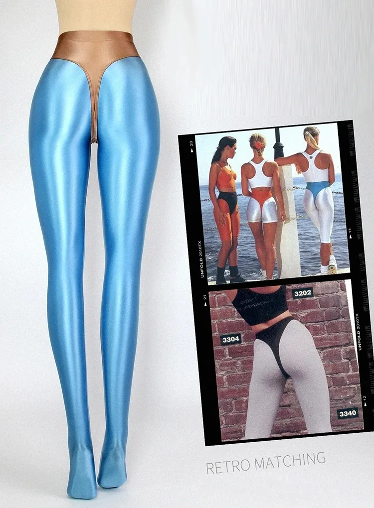 المرأة عالية الخصر لامعة لامعة طماق سراويل قصيرة الأرداف تعزيز بيكيني الجوارب تشكيل الجمباز الملابس الداخلية