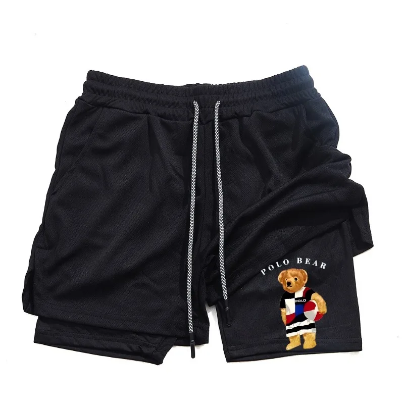 بنطال رياضي للجري 2 في 1 مزدوج الطبقات للرجال، مريح، مسامي، سريع الجفاف للياقة البدنية #6