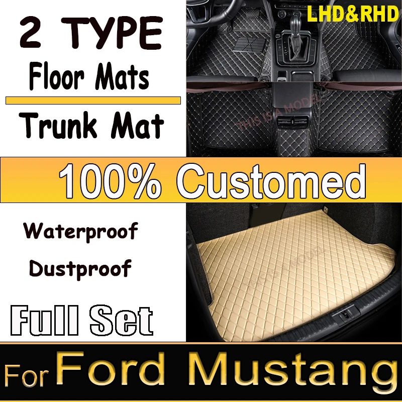 Car floor&Trunk mats for Ford Mustang 2015-2022 16 17 18 19 20 21 Custom foot Pads automobile carpet cover interior accessories