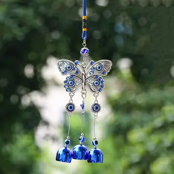 Kamínkový motýl, větrné zvonkohry, turecké zlé oko, modré oko, hudební zvonek, amulet, štěstí, požehnání, ochrana, závěsná dekorace do auta, přívěsek 10 nejlepší prodej turecké párty dekorace - №8