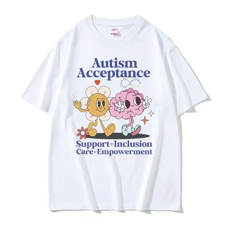 Funny Autism Acceptance Meme Tee Shirt Unisex High Quality Fashion Kawaii T Shirts Men's Summer Cotton Short Sleeve T-shirt Tops