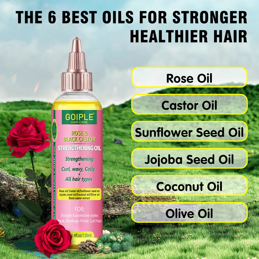 Rose Black Castor Oil Moisturizing Hair Care Essence Oil Nourishes Dry and Damaged Hair Leave-In Conditioner for All Hair Types
