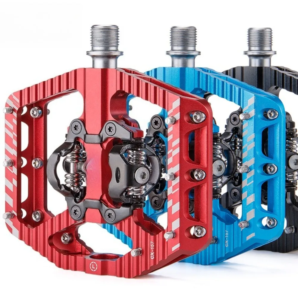 Dual Sided Bike Clipless Pedals, Aluminum Alloy 2 in 1 MTB Pedals with Bearings Outdoor Cycling Accessories