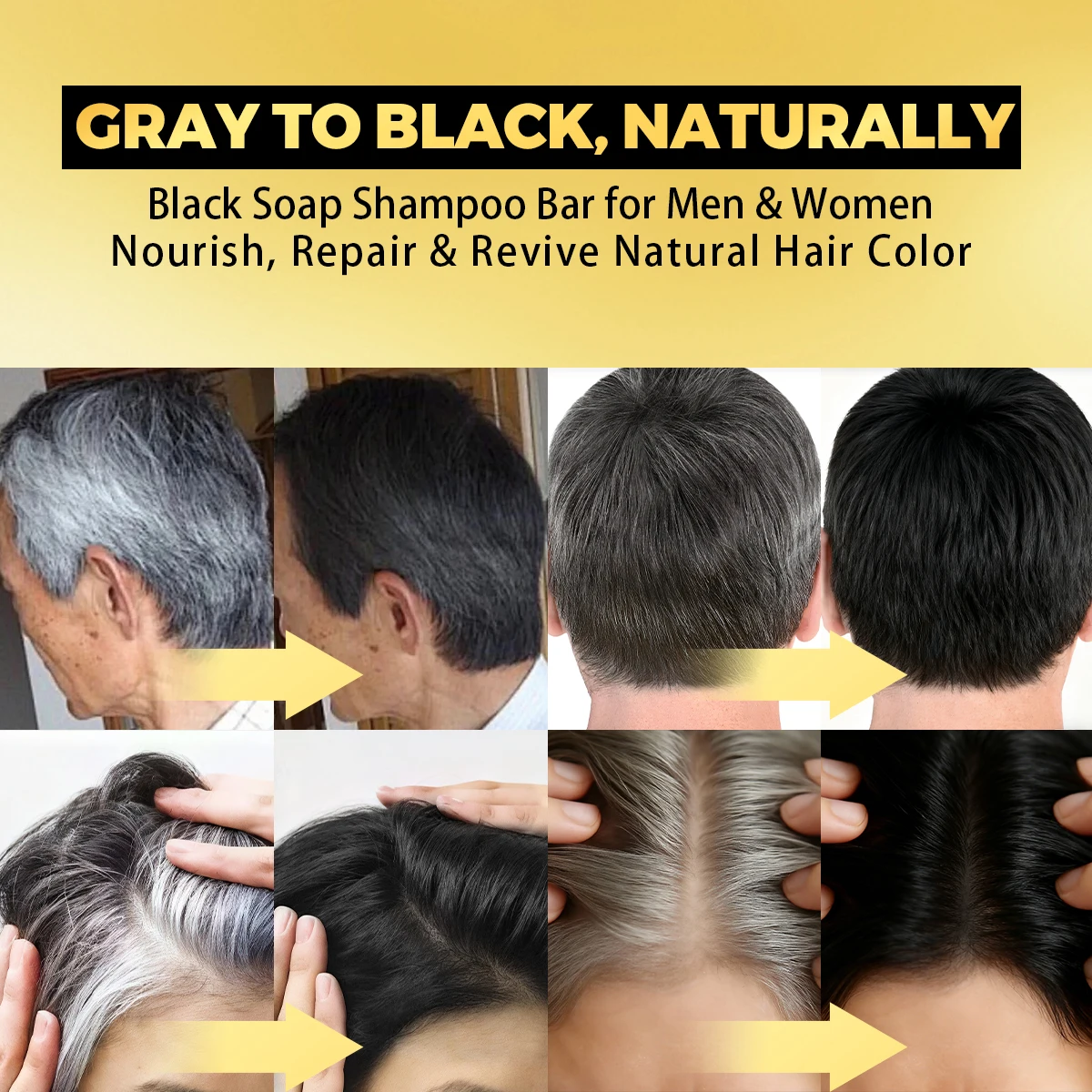 WOZUTUNT 50g Black Hair Soap,Natural Plant Nourishing Hair Soap,Gradual Gray White Hairs Coverage Shampoo Bar and Shampoo Brush view 5