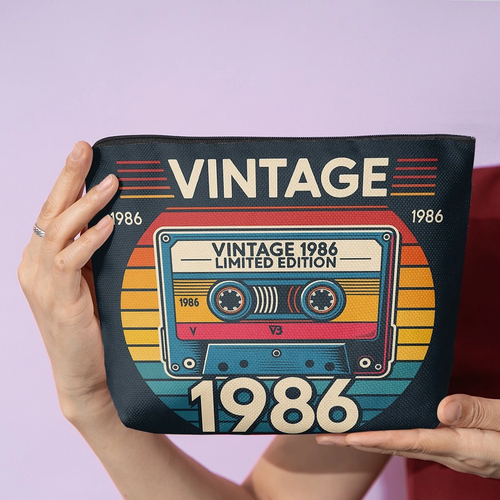 Cosmetic Bag 1pc, Vintage Cassette, Stylish Zippered Wallets, Work Snack Bags, Skincare Product Organizers