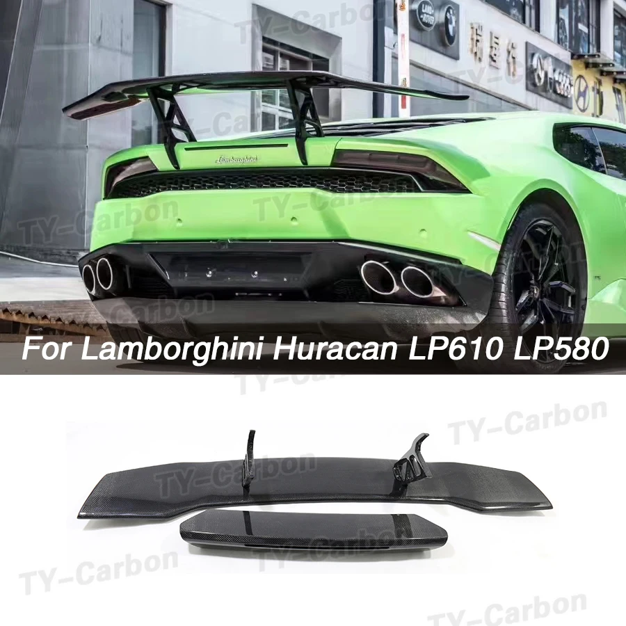 أجنحة سباق خلفية من ألياف الكربون الحقيقية مناسبة لامبورغيني هوراكان LP610 LP580 DMC نمط سبويلر #1