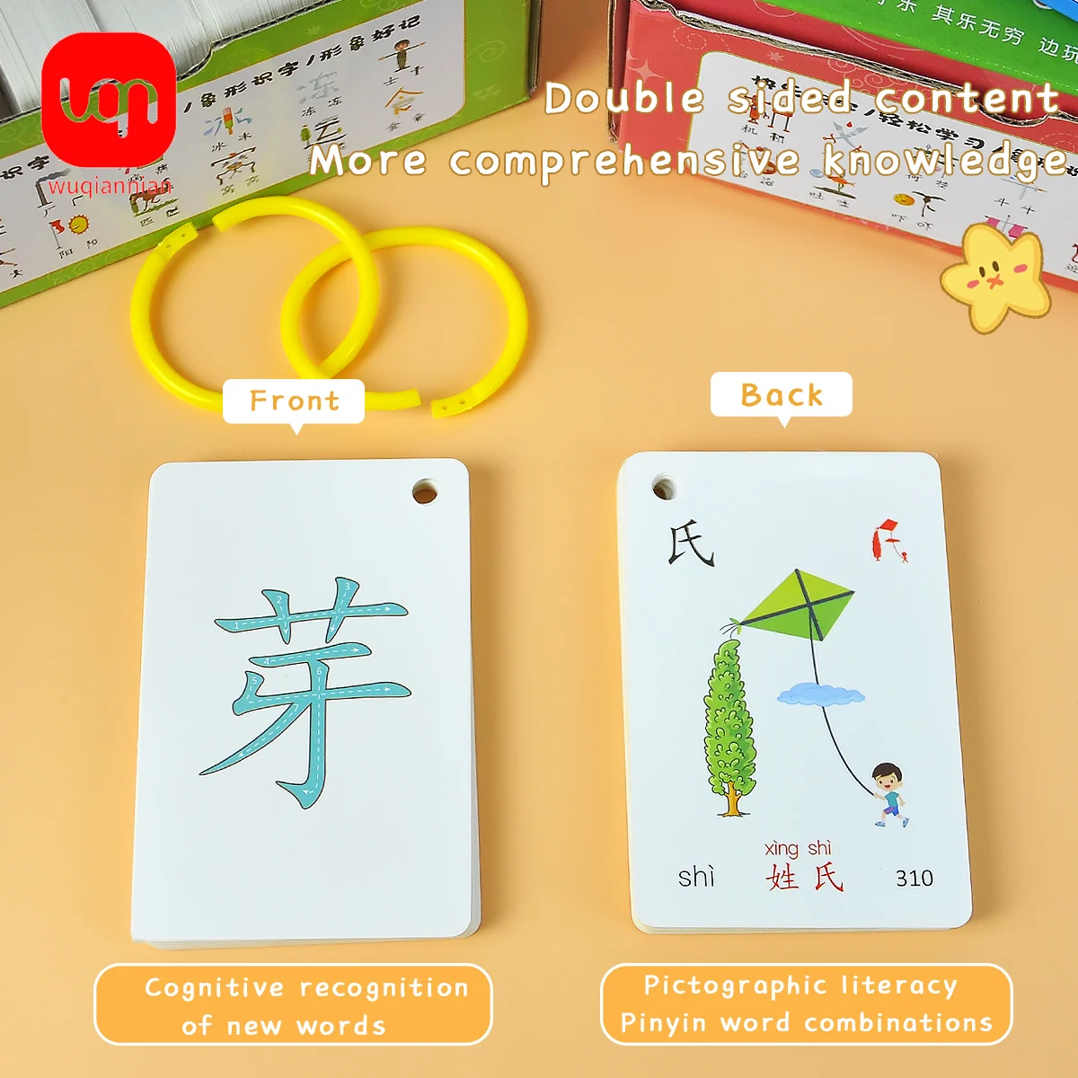 WQN-1PC Reading Pictures Text Enlightenment Early Education Fun Literacy Cards Children's Literacy Cards