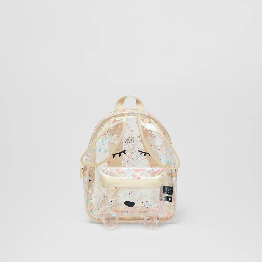 New Kids Backpack Bling Bling Cute Backpack Rabbit Transparent Backpack Kids School Bag Kids Accessories for Girls Boys