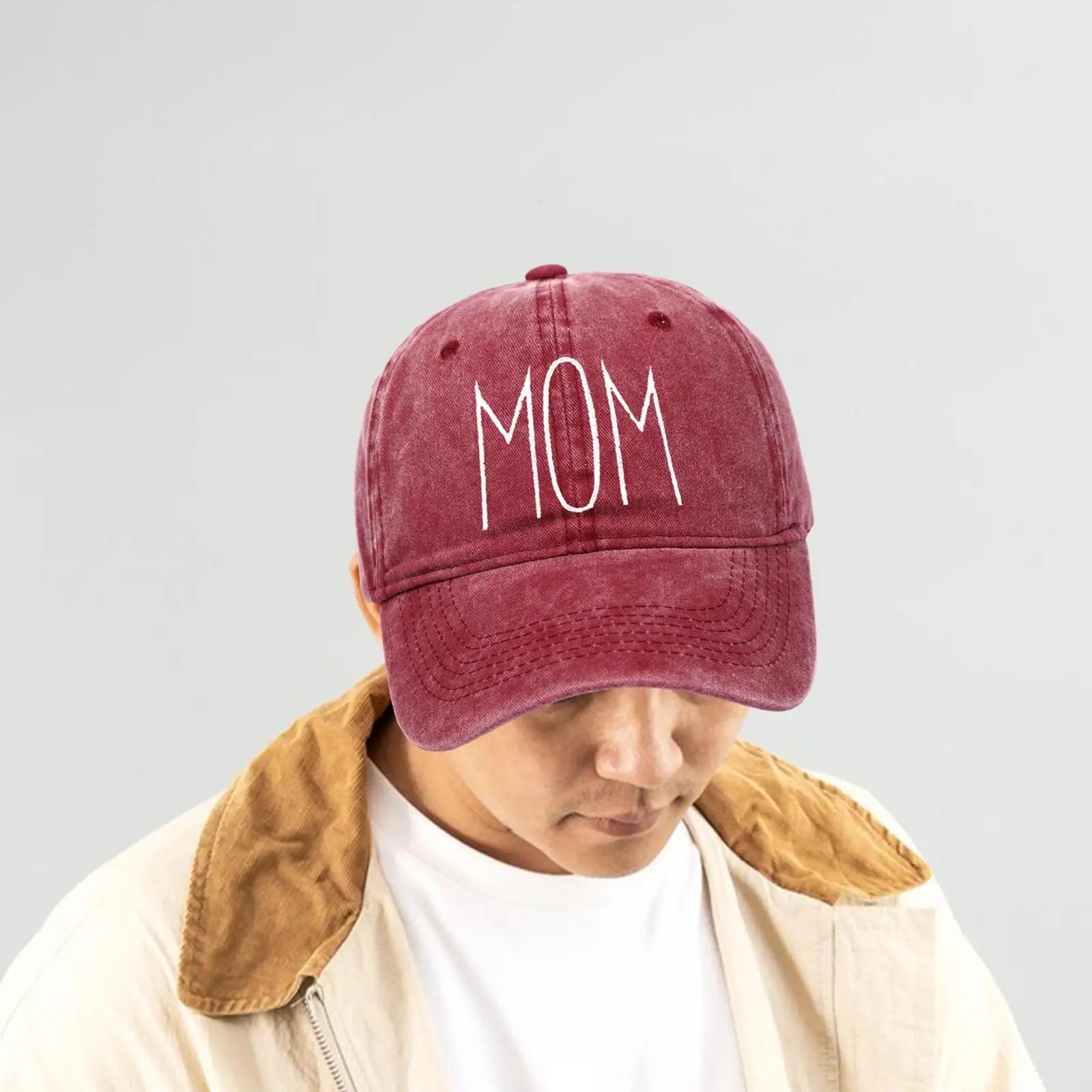 Mom Embroidered Baseball Hat Mother's Day Gift Fashion Sports Cap Adjustable Sun Hat for Park Parties Trips Backpacking Poolside