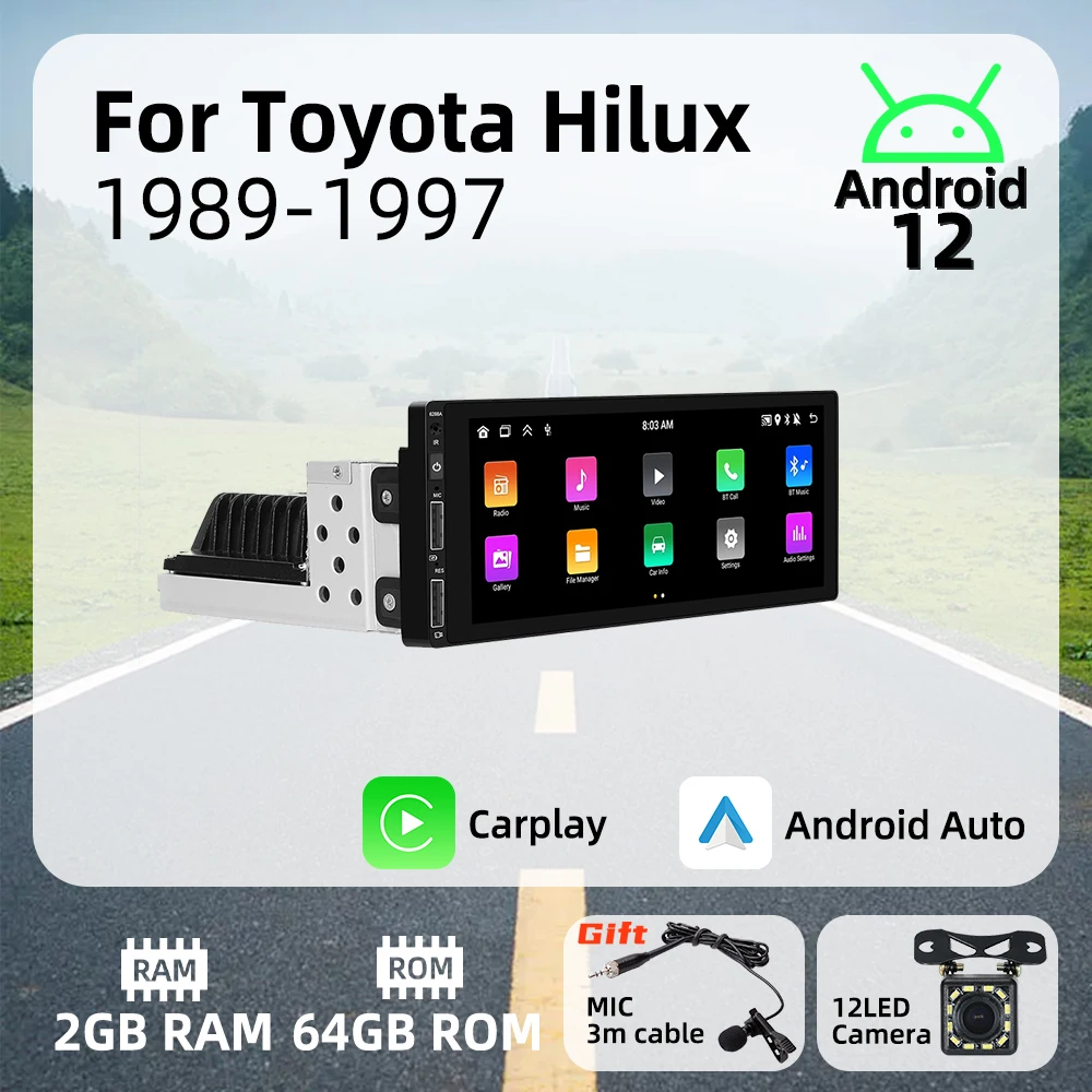 

6,86 "1 Din Android радио автомобильный мультимедиа для Toyota Hilux 1989-1997 Android авто стерео головное устройство Carplay авторадио GPS Wi-Fi