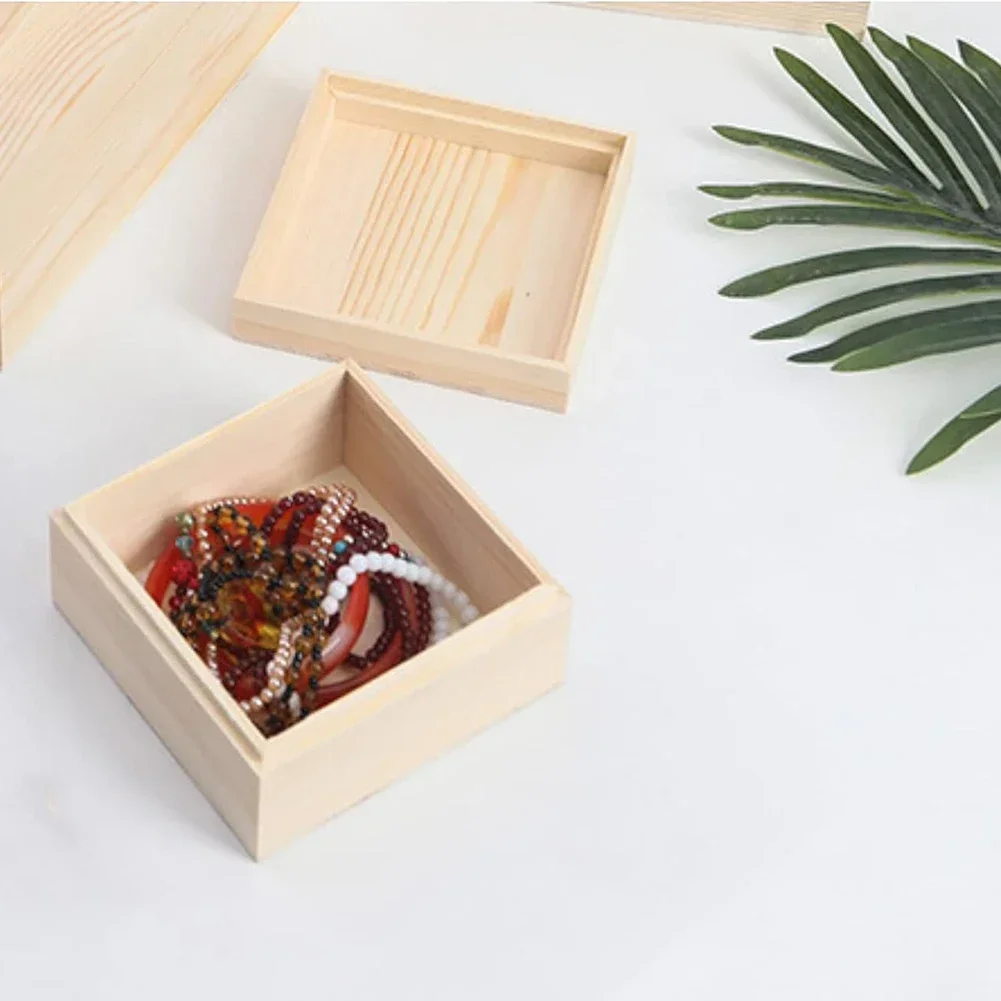 Retro Wooden Storage Box Plain Wood With Lid Multifunction Hinged Boxes Packing Jewelry Case Box Home Sundries Storage Box