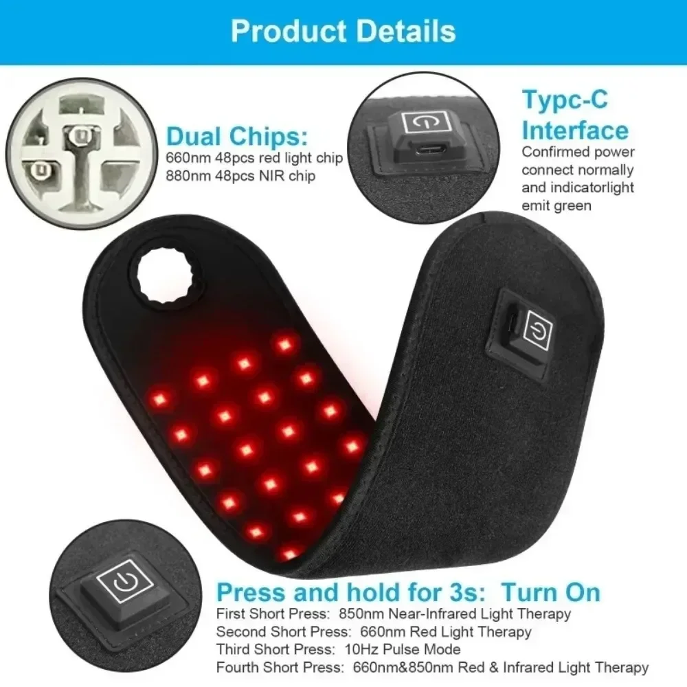 Red Light Belt for Fatigue Relief Pad 850nm&660nm LED Near Infrared Pad Joint Care for Knee Wrist  Beautiful Skin Dropshipping