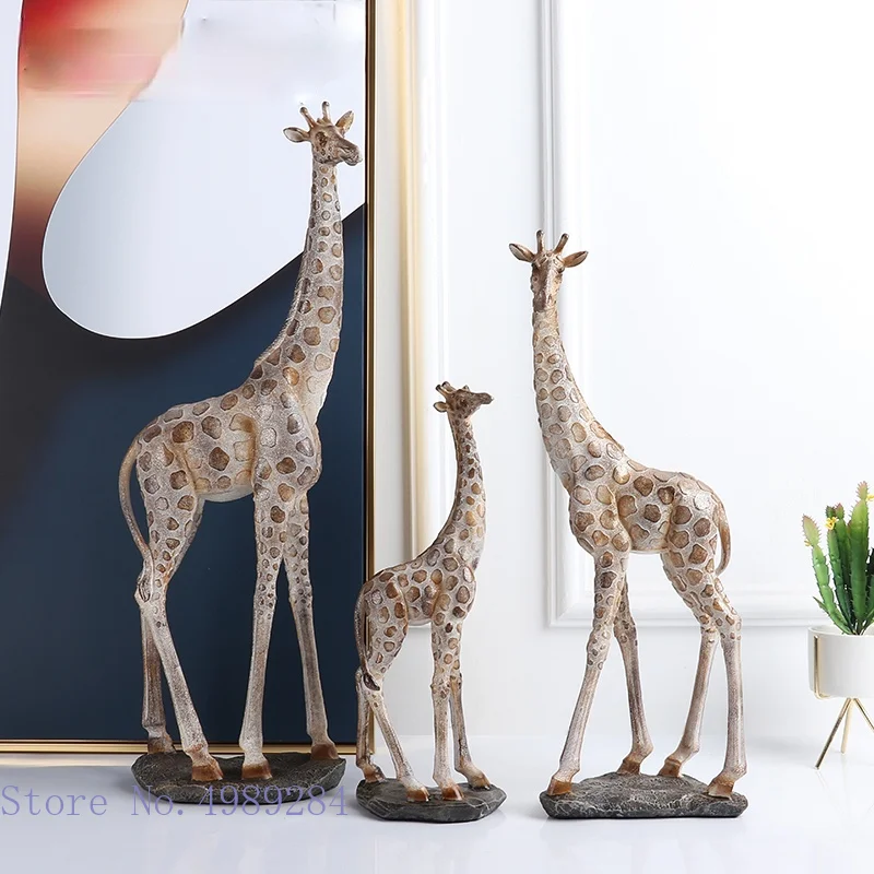 

Simulation Animal Giraffe Family Ornaments Sculpture Modern Home Decoration Accessories Handicraft Furnishings