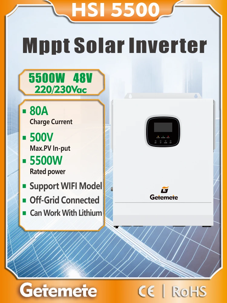 

GTMT PV Макс. вход 500 В постоянного тока 48 В 80 А MPPT Контроллер заряда солнечной панели Регулятор солнечной панели для свинцово-кислотной литий-ионной батареи Чистый синус