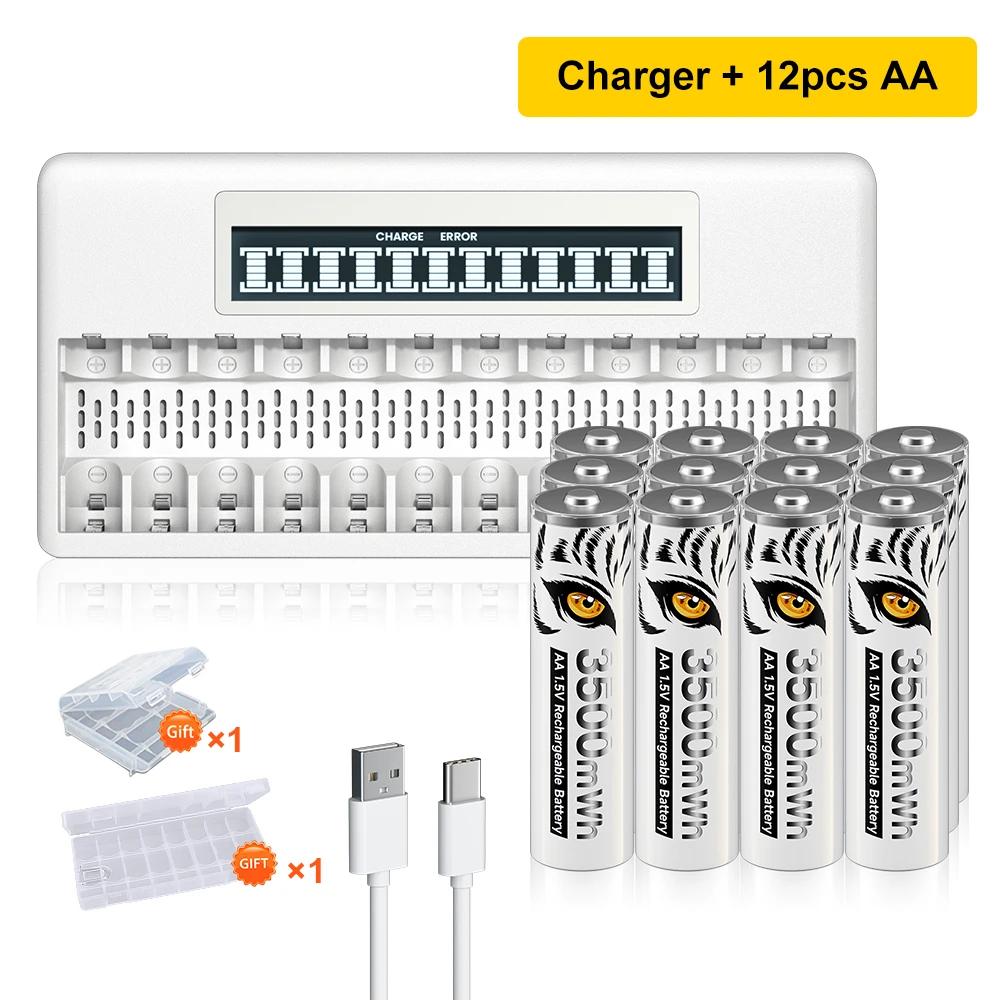 PALO 1.5V AA akumulator litowo-jonowy 3500mWh AA akumulator litowo-jonowy do klawiatury, myszy, mikrofonu z inteligentną ładowarką LCD