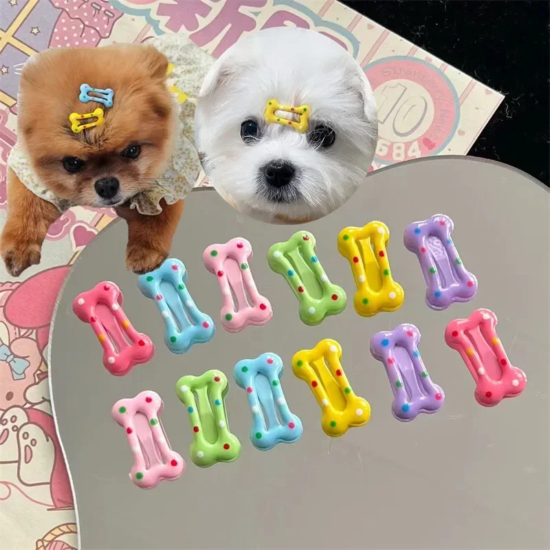 6Pcs Mini Pet Small Dog Hairpins Candy Colors Small Puppy Cat Cute Hair Bows Clips Pet Hair Accessories Dogs Hair Grooming