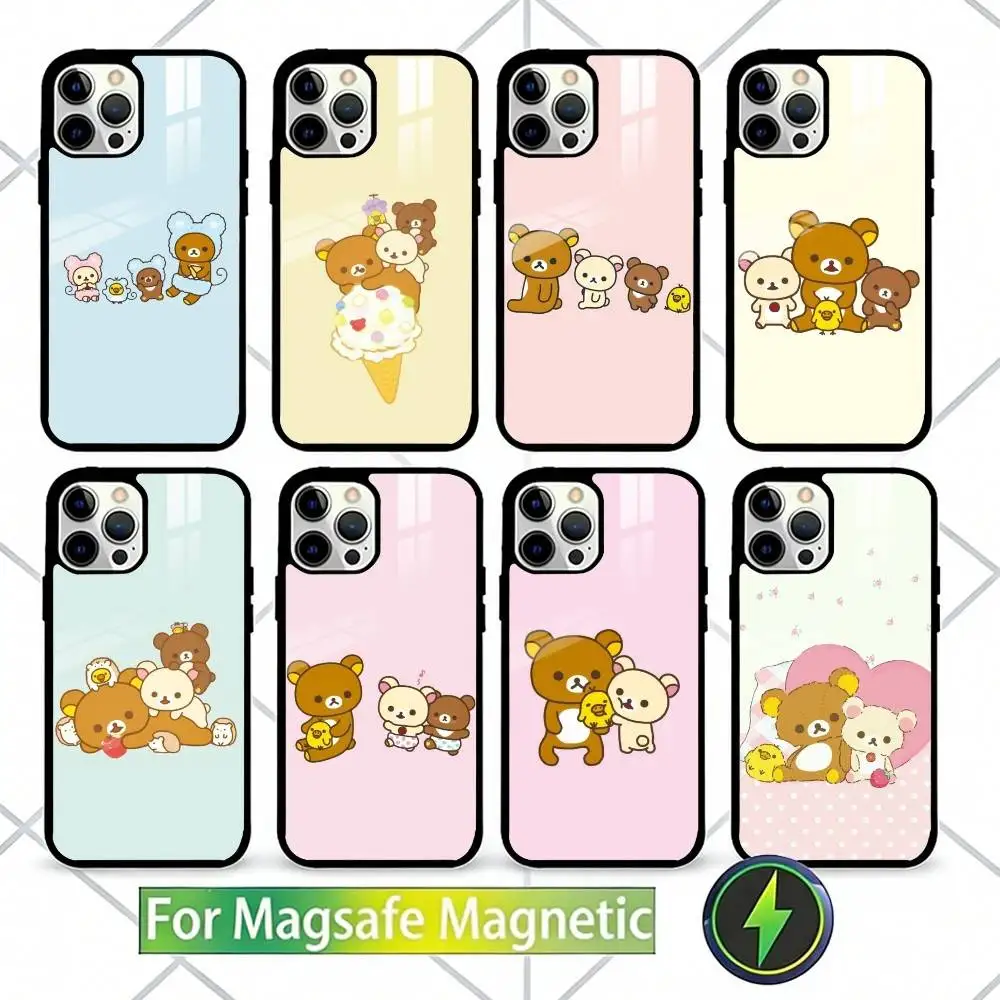 

Relax K-kuma R-Rilakkuma Phone Case For iPhone17,16,15,14,13 Plus,Pro Max Magnetic For Magsafe Wireless Charging