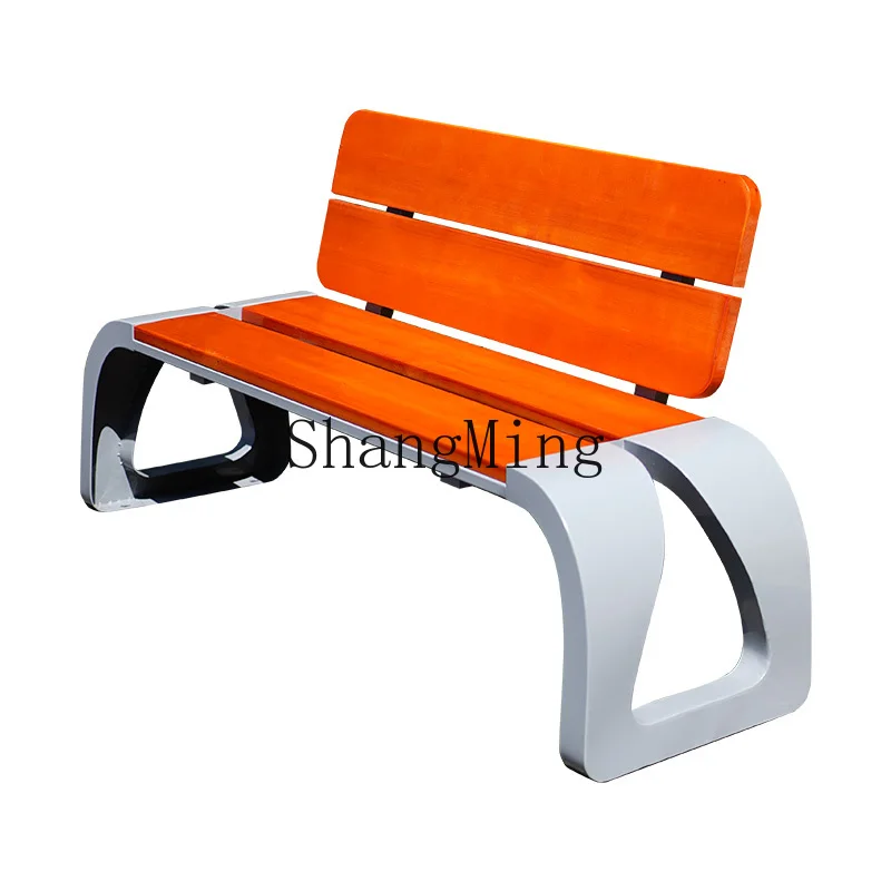 

HJ Park outdoor bench community wrought iron open-air leisure anti-corrosion solid wood plastic wood back seat