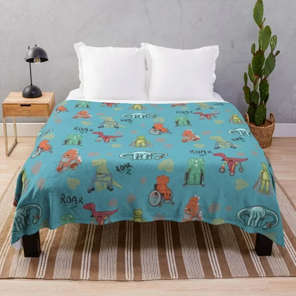 

Dinos with Mobility Device Blanket Design Throw Blanket Lightweight Warm Blanket for Travel Camping