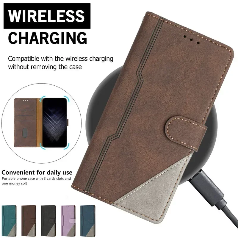 Wireless Charging Leather Wallet Card Case for Samsung Galaxy S24 Fe S23 Ultra S22 Plus S21 S20 FE S10E Note 20 Holder Cover