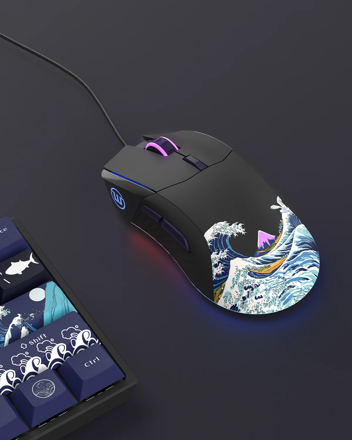 Coral Sea Themed G705 Computer USB Wired Mouse Gaming Mouse Backlit RGB Gamer Mouse Adjustable 12000DPI/7 Programmable Buttons