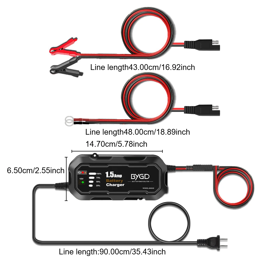 25 واط شواحن البطارية دراجة نارية بطارية صيانة الناتج كابل محول موسع خلية التخزين بطاريات السيارات شواحن 12 فولت #6