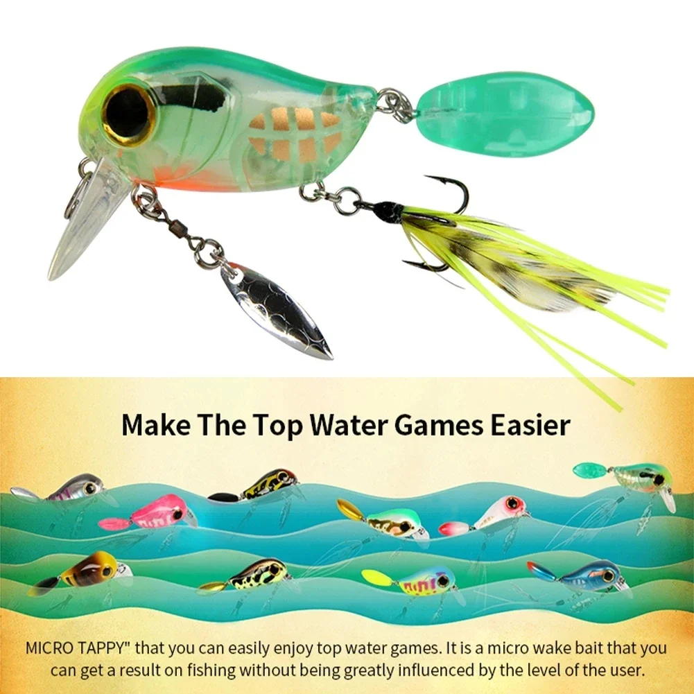 Micro Tappy Fishing Lures Artificial Hard Baits Crank Wobblers Tongue Plate Spinning Spoon with Feather Rotates Trout fish Bait