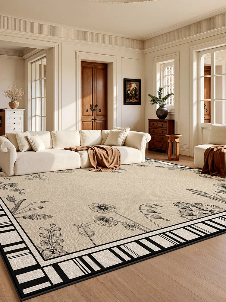 American Style Vintage Living Room Carpet Easy to Clean Home Large Sofa Floor Mat Decoration Customize Office Rug for Bedroom