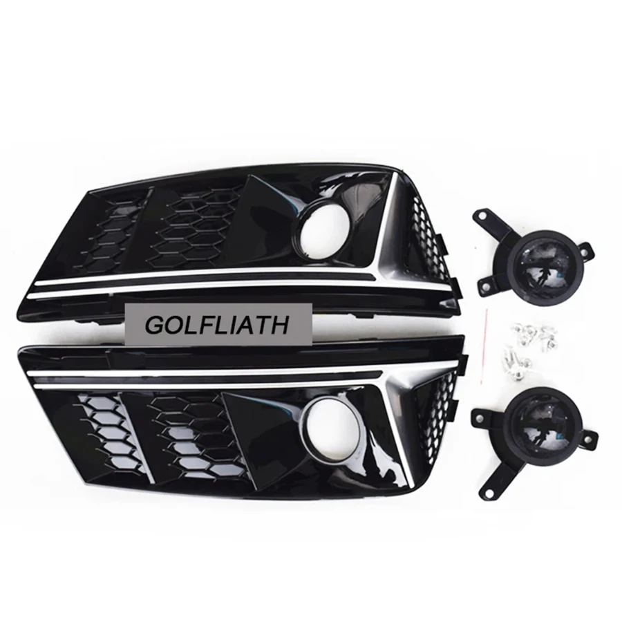 

Сотовая решетка противотуманных фар, решетка переднего бампера, глянцевый черный с ACC для Audi A4 B9, обновление в стиле RS4, автозапчасти