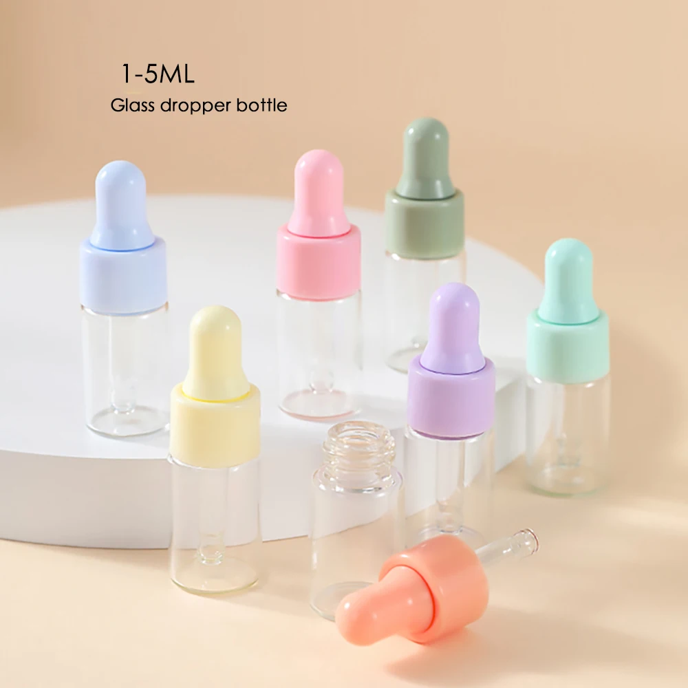 

100pcs/lot 2ml 3ml 5ml Glass Dropper Bottle Jar Vials Empty Essential Oil Bottle With Glass Pipette Refillable Perfume Bottle