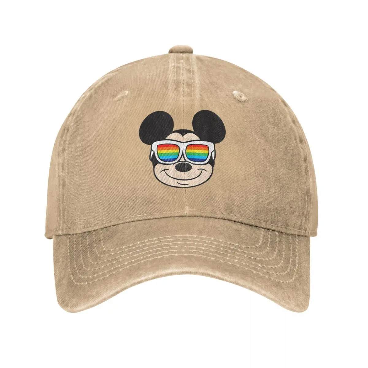 Mickey Mouse Unisex Baseball Cap Rainbow Sunglasses Distressed Denim Caps Hat Vintage Outdoor Activities Gift Snapback Hat