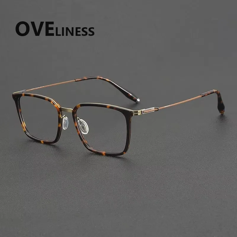 

Оправа для очков из ацетата титана, винтажные квадратные очки для мужчин и женщин, ретро-оправа для очков