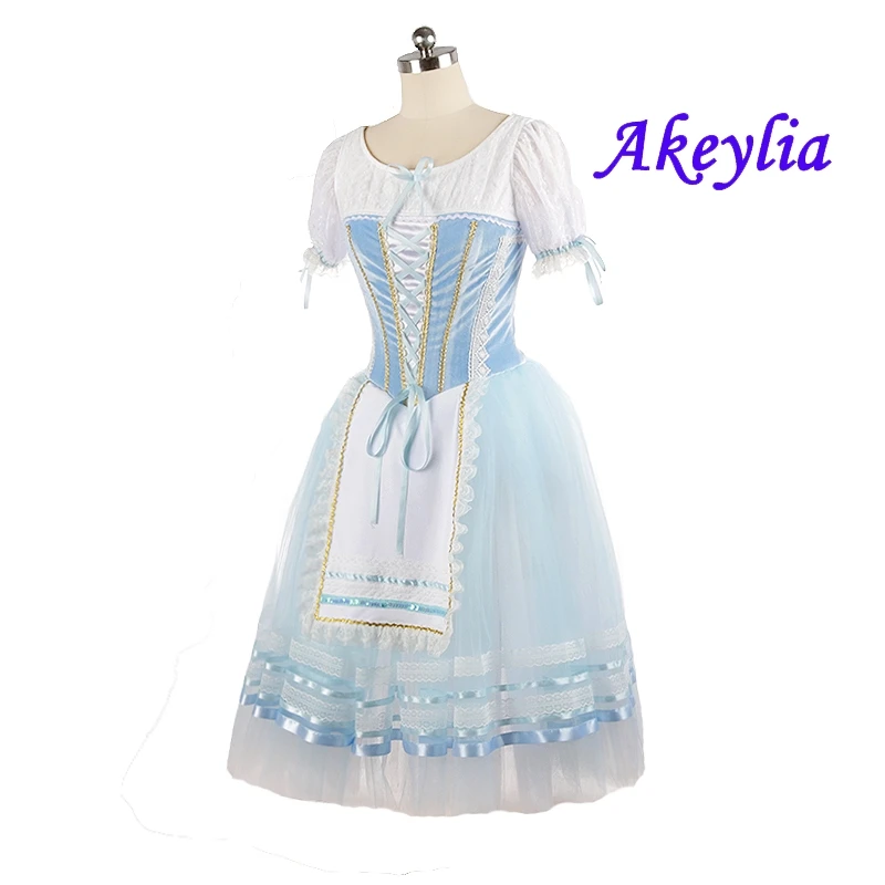 Sky blue Giselle Ballet Long Dress YAGP Professional romantic Giselle Costume Napoli Competition Ballet Tutu yellow JNBL156