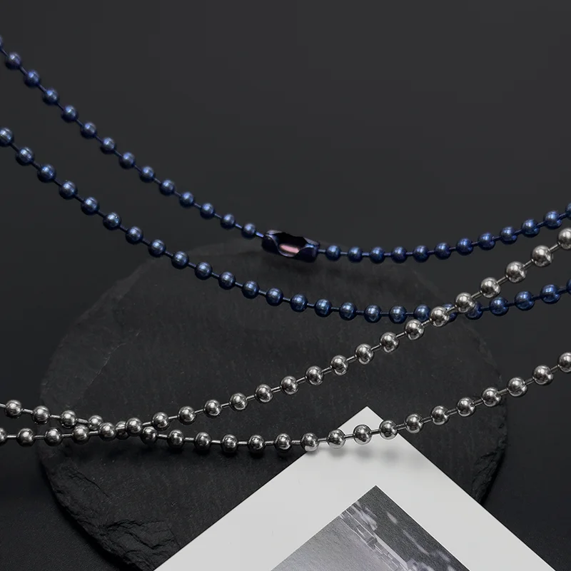 Fashion 3mm Pure Titanium Bead Chain for Men Women DIY Pendant Necklaces Military Dog Tags Chain Non-Tarnishing Round Chain