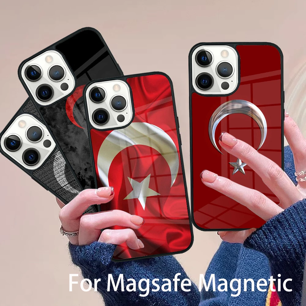 

national flag of the Republic of Turkey Phone Case Magesafe Magnetic Wireless Cover For IPhone 16 11 12 13 14 15 Pro Max Plus