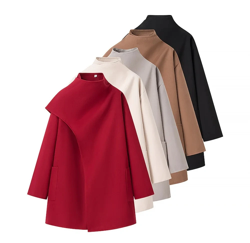 

Women's High End Commuter Stand Collar Blended Suede Coatwith Scarf Coat Winter New Collection Pocket