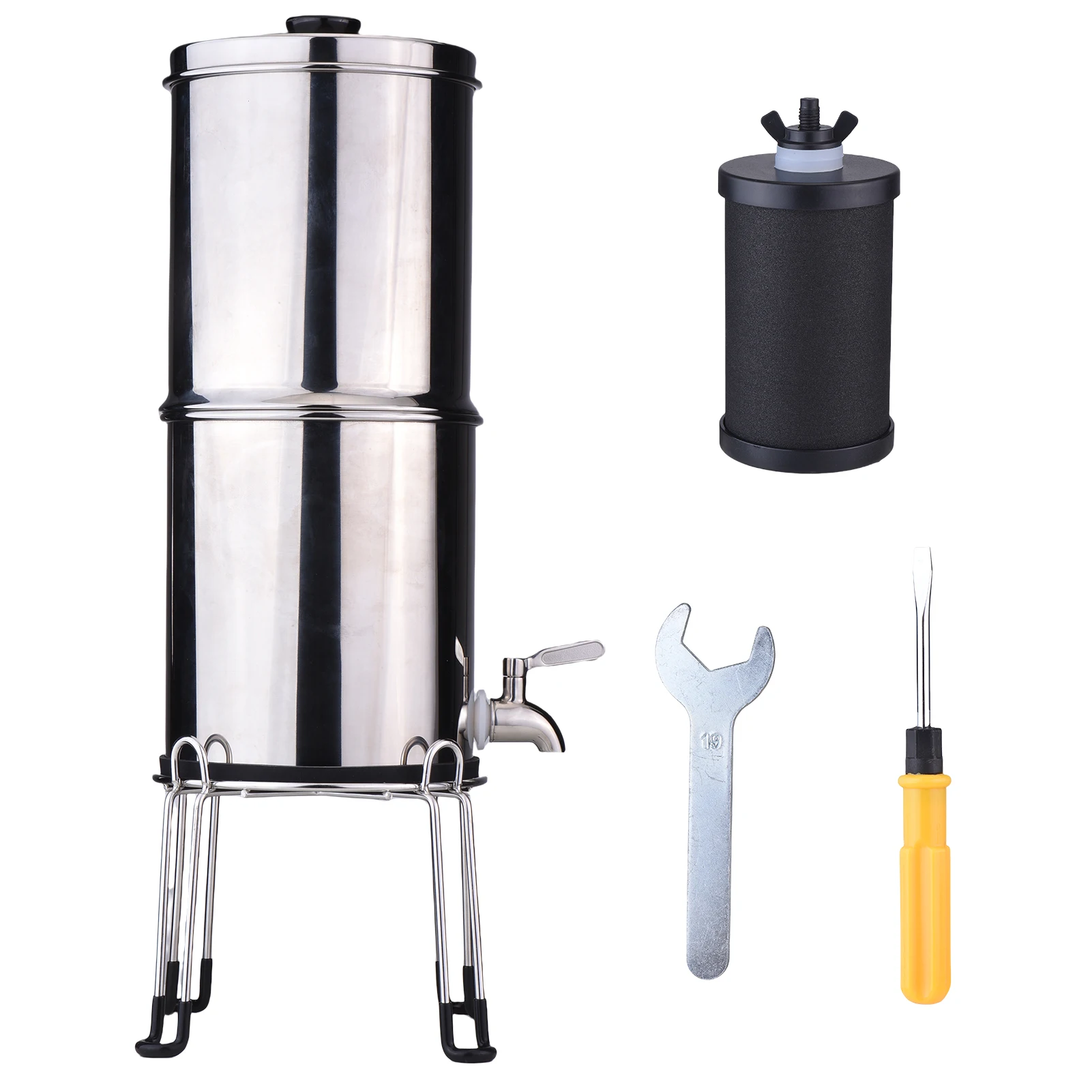

Water Filter System 1 Gallon Stainless Steel Countertop System with Filters