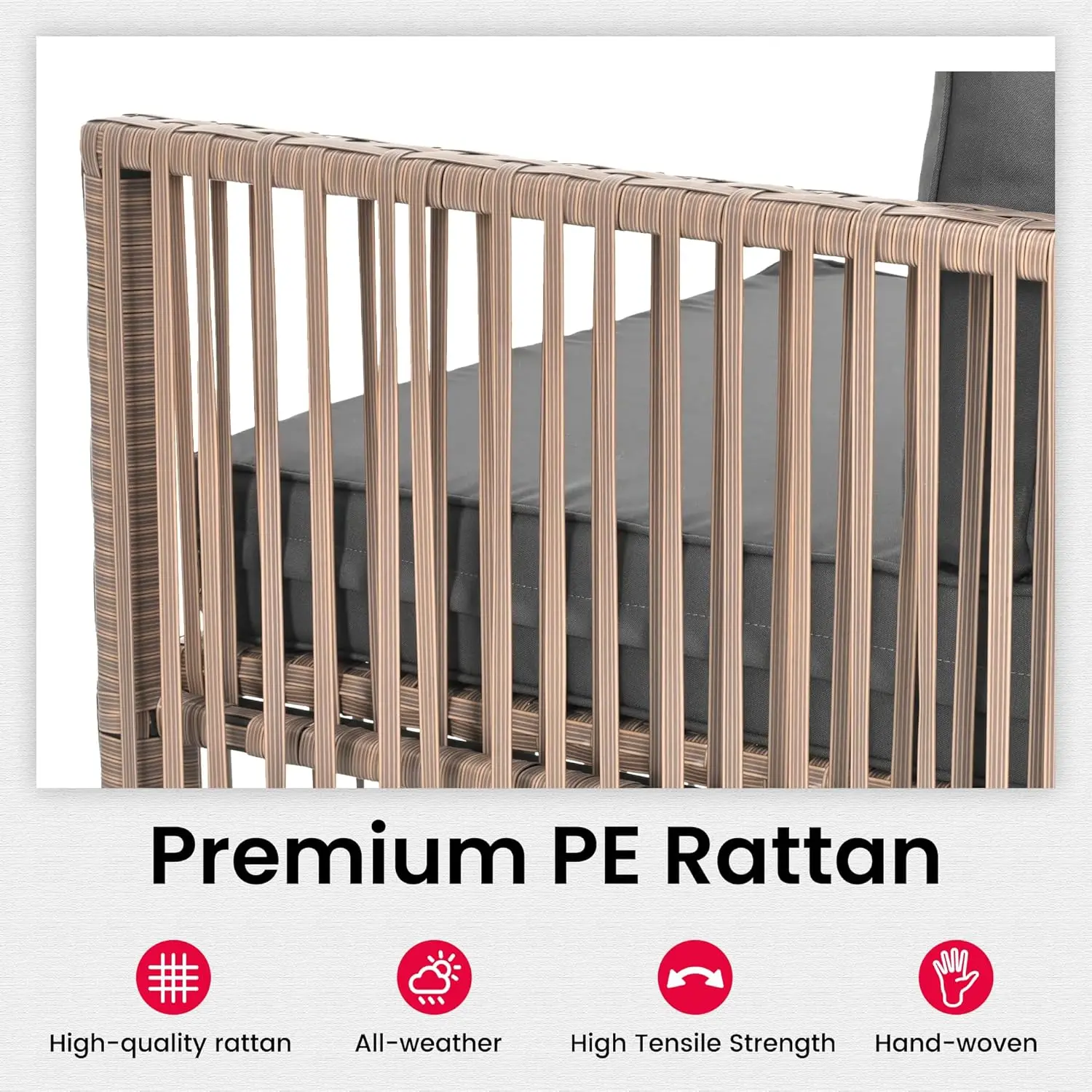 Pamapic 7-teiliges Outdoor-Sektionsset, Allwetter-Terrassen-Gesprächsset aus PE-Rattan, verstellbares Terrassenmöbel-Set aus Korbgeflecht mit