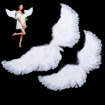 Kids Adult Party Swallow White Angel Feather Wings Halo Magic Wands Cosplay Elastic…