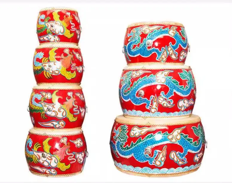 15.7 بوصة 40 سنتيمتر طبل أحمر مع أفخاذ الصينية قرع الموسيقية الأسد الرقص التنين الرقص أدوات اللعبة الموسيقية