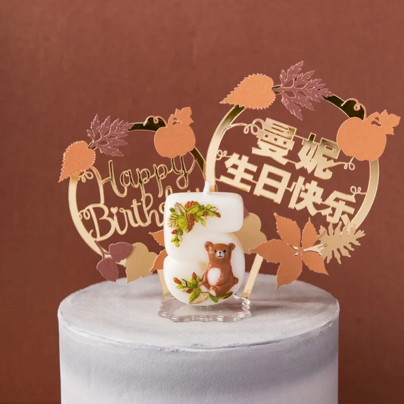 Number candle birthday cake decoration smokeless candle party cartoon animal deer squirrel bear owl fox