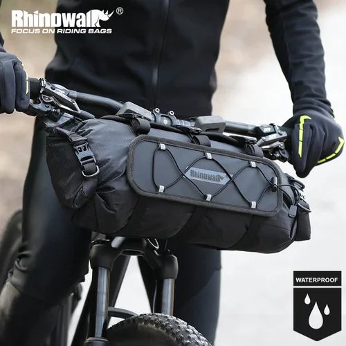 Rhinowalk-bolsa para manillar de bicicleta, juego de soportes para bicicleta impermeables de 12L, Base de bolsa para bicicleta con bolsa seca interior reemplazable, almacenamiento de equipaje