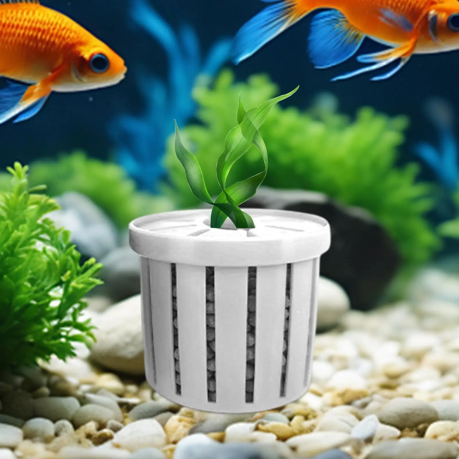 Aquarium Plant Cup 4 Pieces Aquarium Plant Basket Small Porous Stable Pot Landscape Decoration For Corner Pond Window Wall Shelf