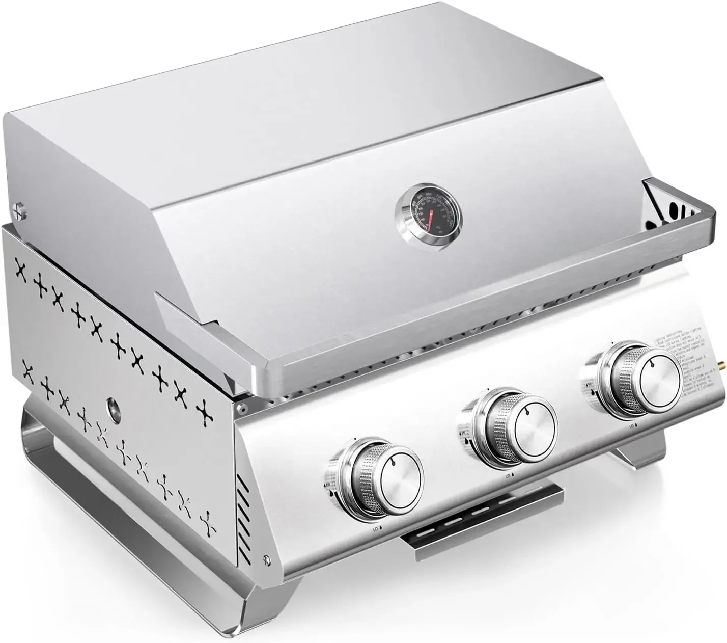 

Настольный портативный газовый гриль с 3 конфорками и съемной сковородкой, нержавеющая сталь 24 000 БТЕ, барбекю для кемпинга на открытом воздухе Gr
