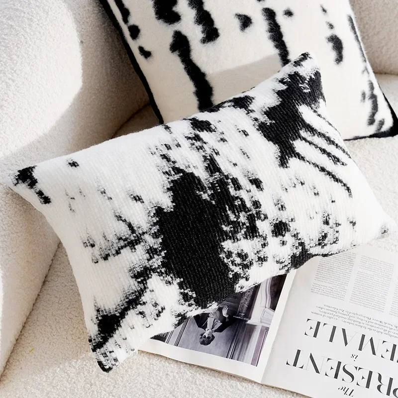 30X50/45X45CM Black French Throw Pillow Cover Retro Modern Stamping Waist Cushion Cover Decor Home Decorative Pillowcase