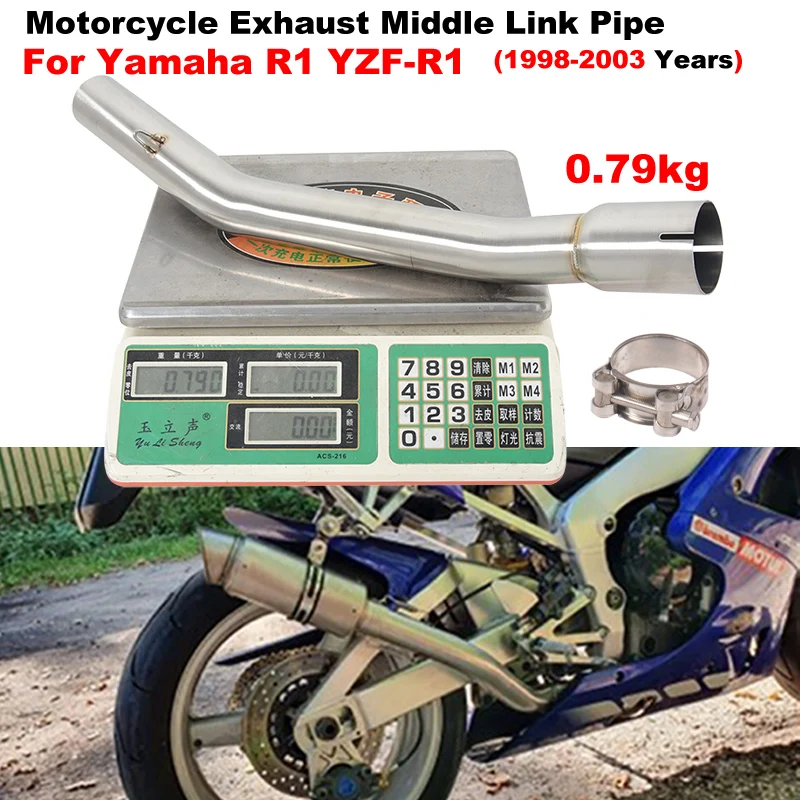 

Slip On For Yamaha YZF-R1 R1 1998 - 2003 Motorcycle Exhaust Escape System Modified Muffler 51mm Stainless steel Middle Link Pipe