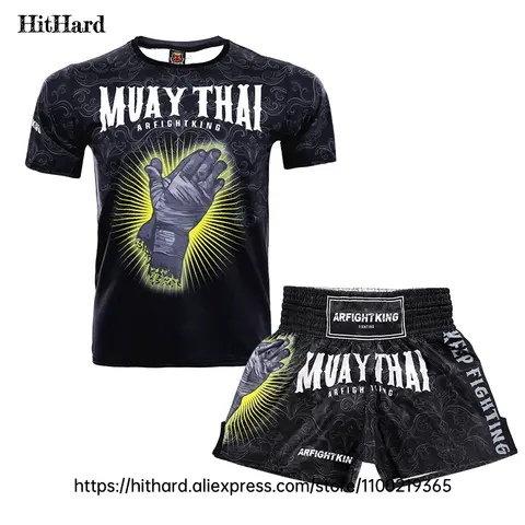 Muay Thai Shorts Rashguard Jiu Jitsu Boxing Uniform Martial Arts Combat MMA Training Clothing Men Women Fight Kickboxing Shorts